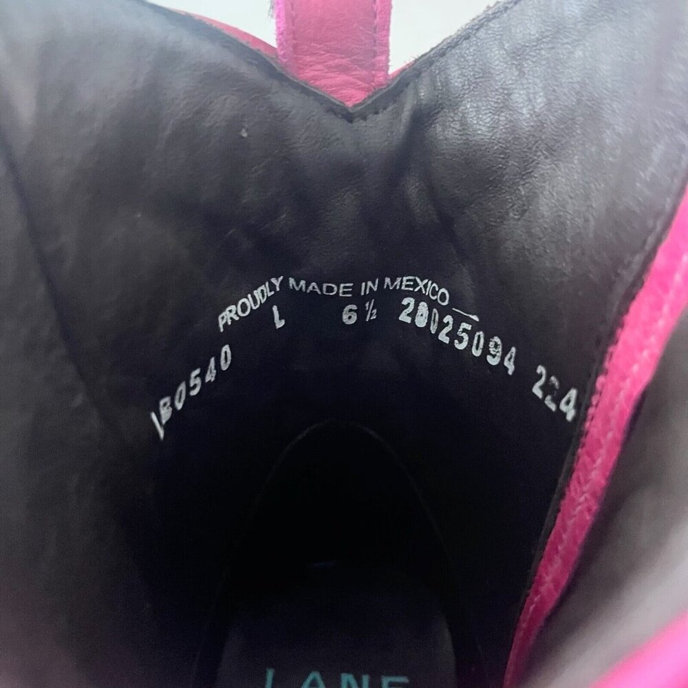 Lane COSSETTE Womens Cowboy Booties Pink Western Short Ankle Boots Snip Toe 6.5 - Picture 9 of 11